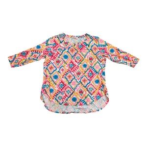 Fresh Produce Multicolor Geometric 3/4 Sleeve Tee